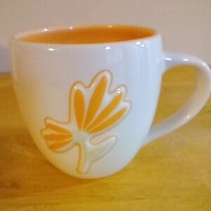 Starbucks Coffee Mug 14 Oz. 2006 White with Orange Details